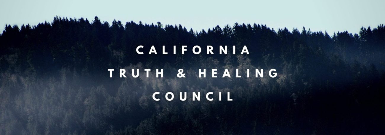 California Truth & Healing Council banner with trees